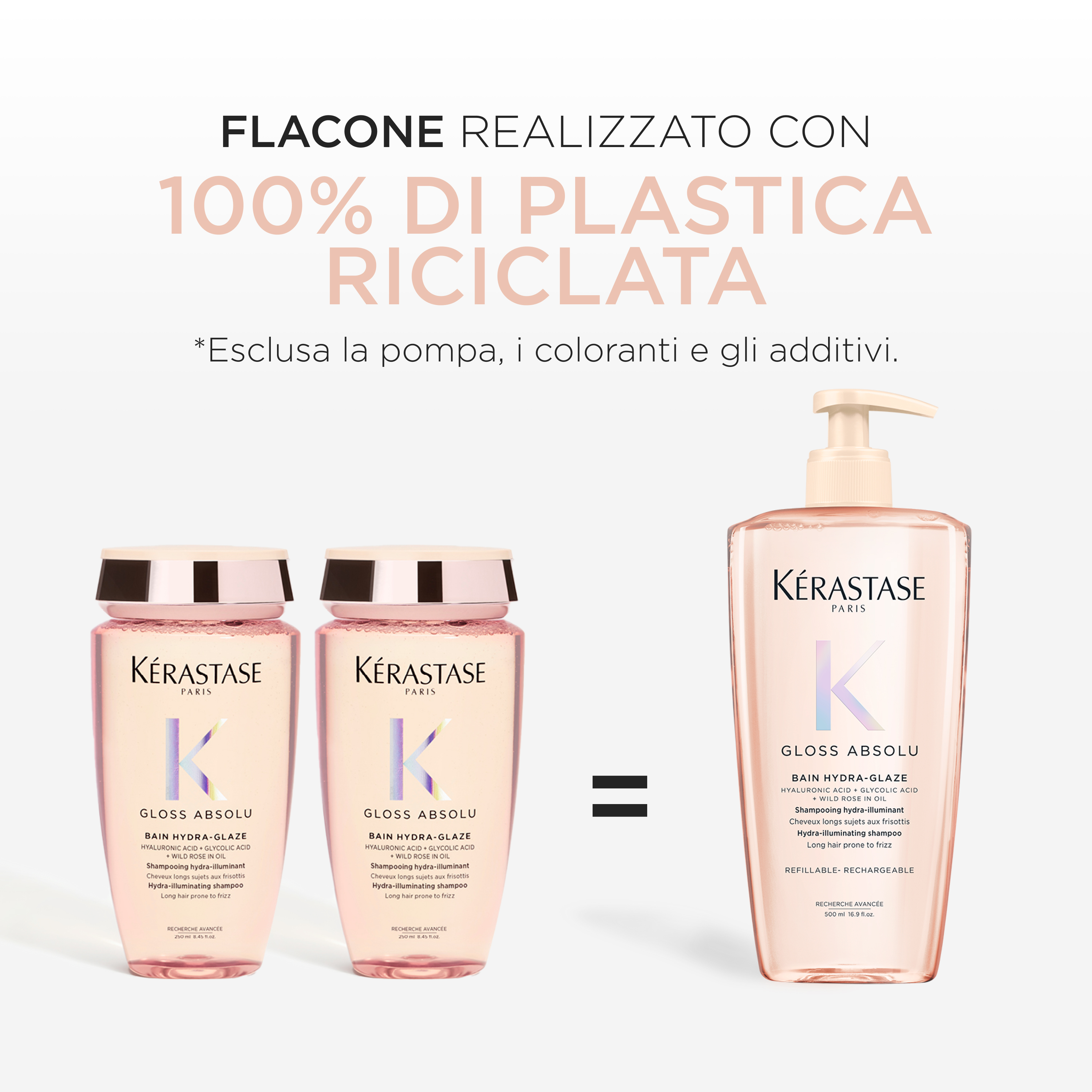 Kérastase Gloss Absolu Bain Ricaricabile Hydra-glaze per capelli tendenti al crespo 500ml