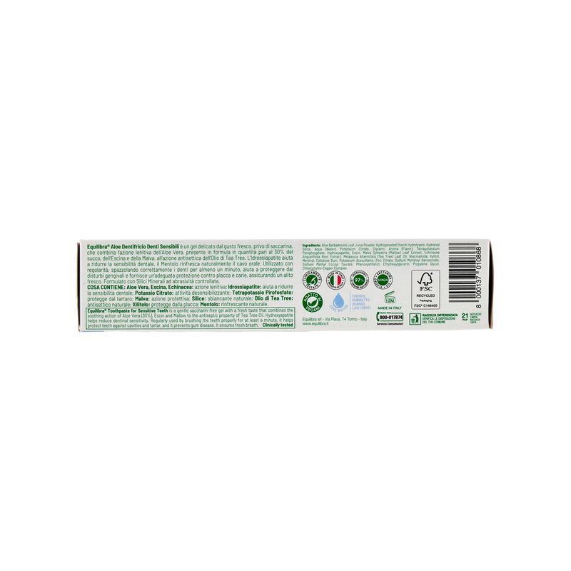 Equilibra Aloe Dentifricio Denti Sensibili 75ml-3
