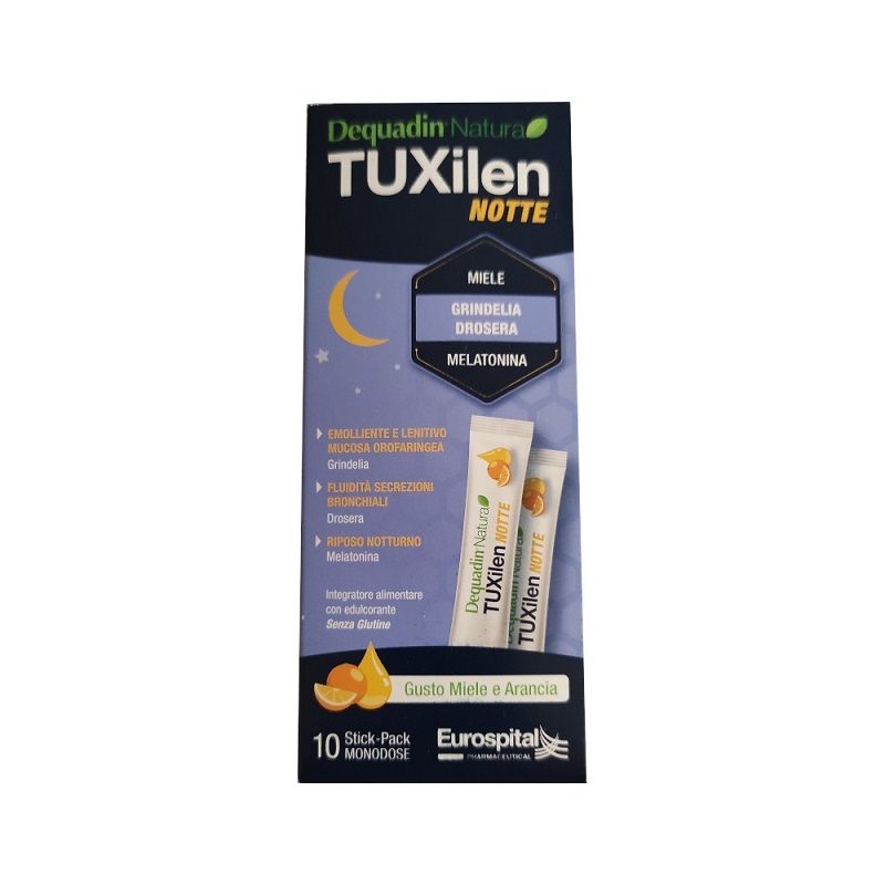 Dequadin Natura Tuxilen Notte per la fluidità delle secrezioni bronchiali e il sonno 10 stick-pack-1
