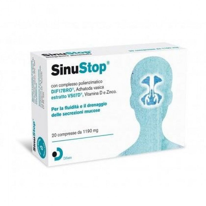 Difass Sinustop per la fluidità delle secrezioni mucose 20 compresse-1