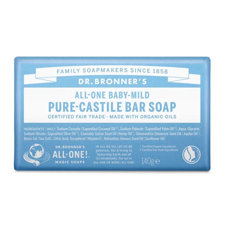 Dr. Bronner's Baby-Mild puro sapone solido bio senza profumo 140g-1