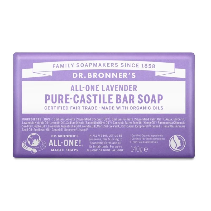 Dr. Bronner's Lavender puro sapone solido bio alla lavanda 140g-1