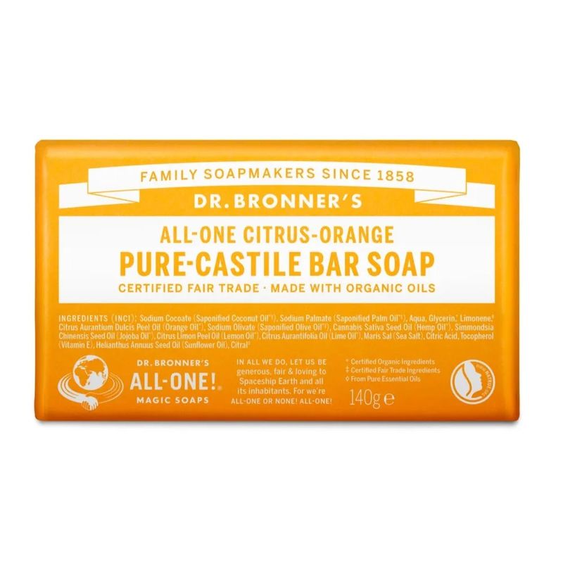 Dr. Bronner's Citrus-Orange puro sapone solido bio agli agrumi 140g-1