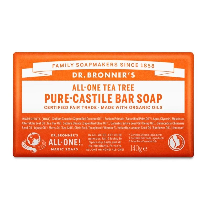 Dr. Bronner's Tea Tree puro sapone solido bio al tea tree 140g-1