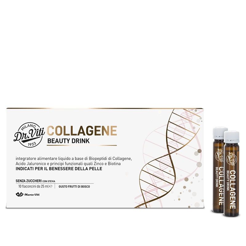 Dr. Viti Collagene beauty drink per il benessere della pelle 10 flaconcini gusto frutti di bosco-1