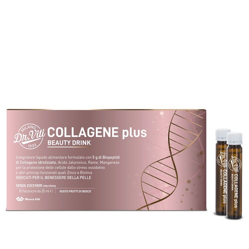 Dr. Viti Collagene Plus beauty drink per il benessere della pelle 10 flaconcini gusto frutti di bosc-1