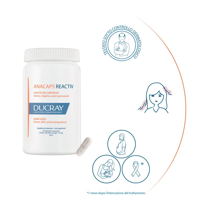 Ducray Anacaps Reactiv Integratore Alimentare Capelli 30 Capsule-3