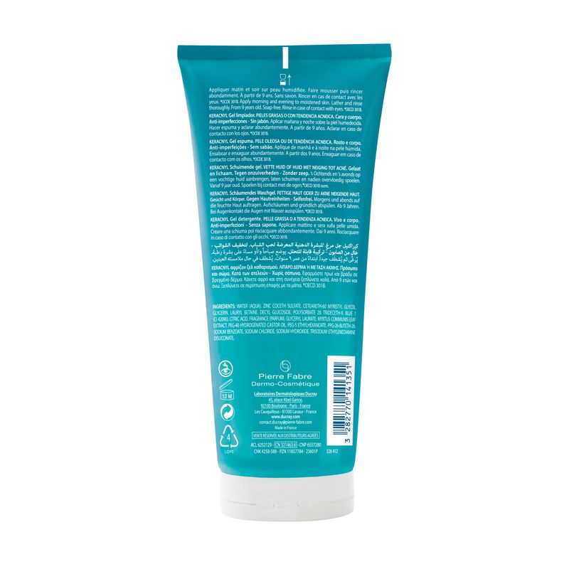 Ducray Keracnyl Gel detergente pelle grassa a tendenza acneica 200ml-2
