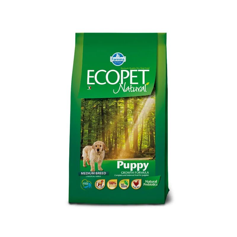 Ecopet Natural Puppy Medium Cibo Secco Per Cani Cuccioli Sacco 12Kg-1