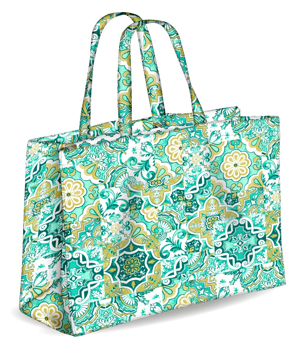 Colors Tote Borsa Mare Reversibile Colore Verde-2