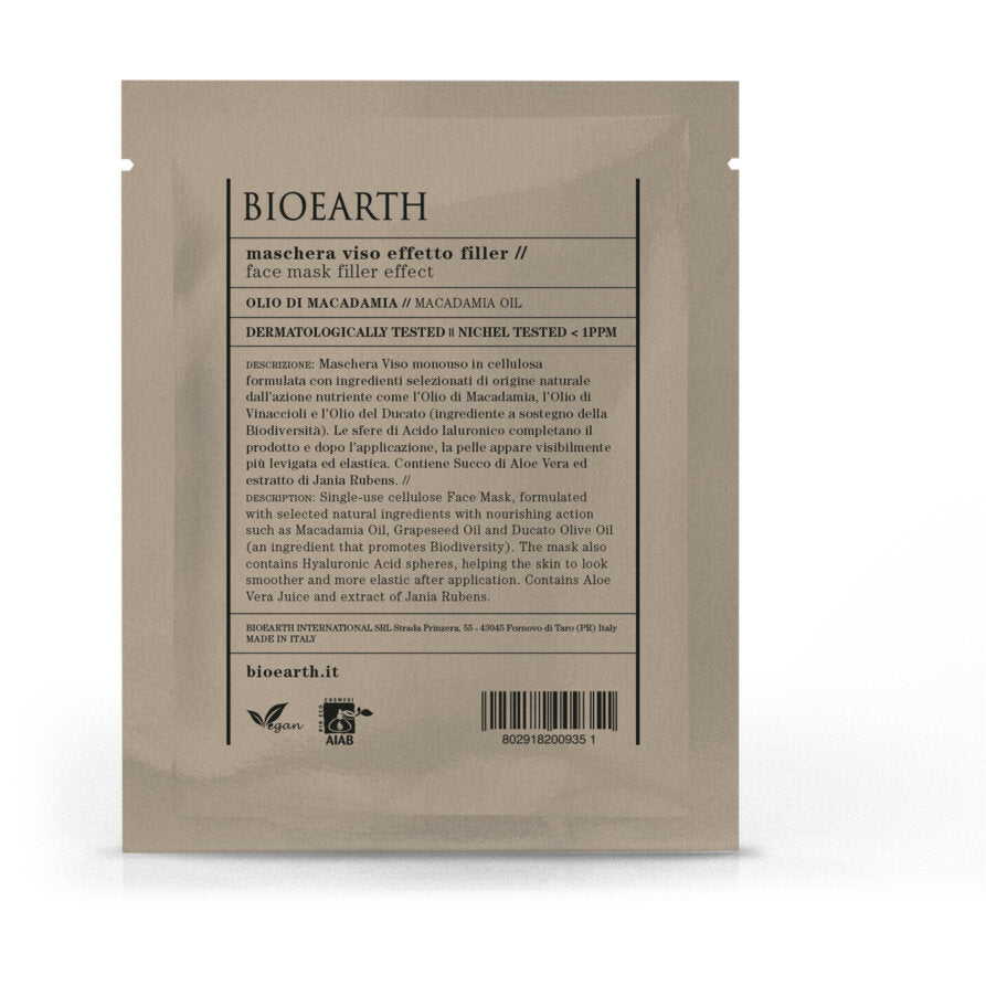 Bioearth Maschera Viso Effetto Filler Olio Di Macadamia 1 Pezzo-2