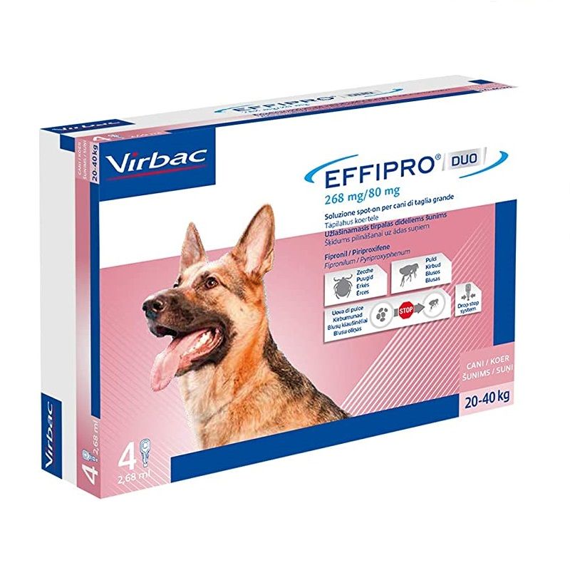 Effipro Duo Antiparassitario per cani dai 20-40Kg 4 pipette-1