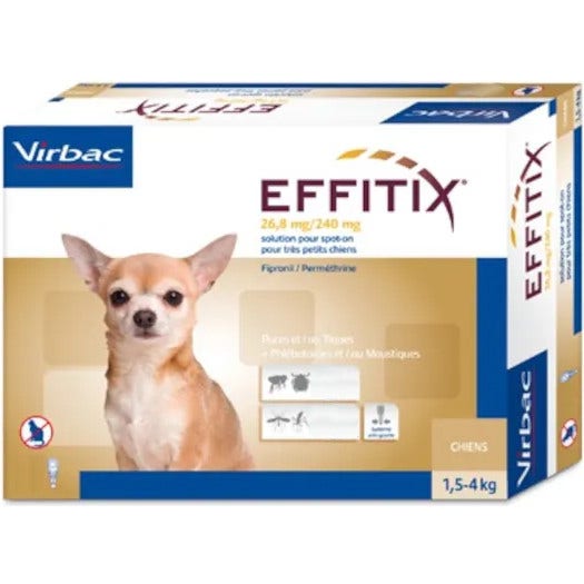 Effitix Spot-On Soluzione 24 Pipette 0.44ml 26,8mg+240mg Cani Da 1,5 A 4kg-1
