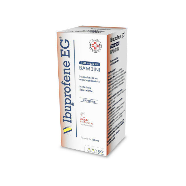 Ibuprofene EG 100mg/5ml Bambini uso orale gusto fragola 150ml-2