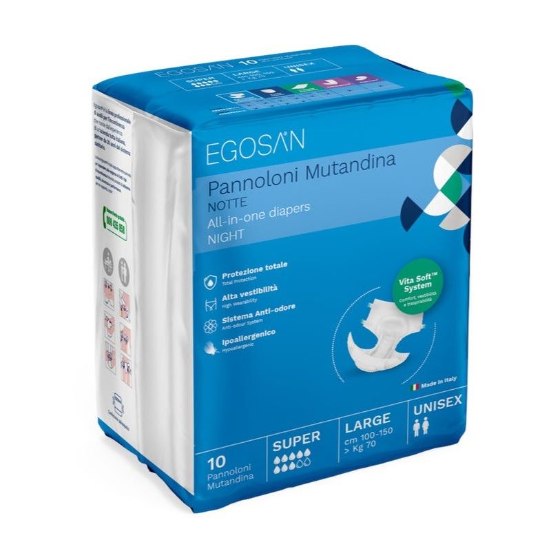 Egosan Notte Pannolone Mutandina Incontinenza Assorbenza Super Taglia Large 10 Pezzi-1