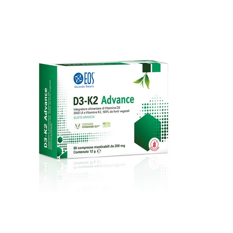Eos D3-K2 Advance Integratore di Vitamina D3 da 60 compresse masticabili gusto arancia-1