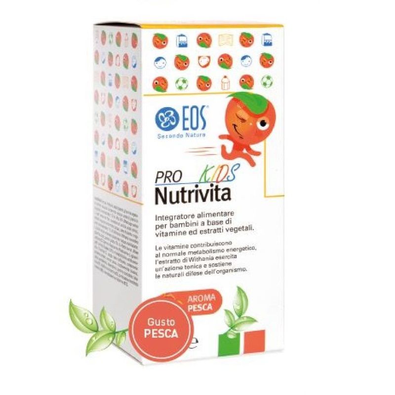 Eos Pro Kids Nutriva integratore a base di vitamine per bambini 300ml gusto pesca-1