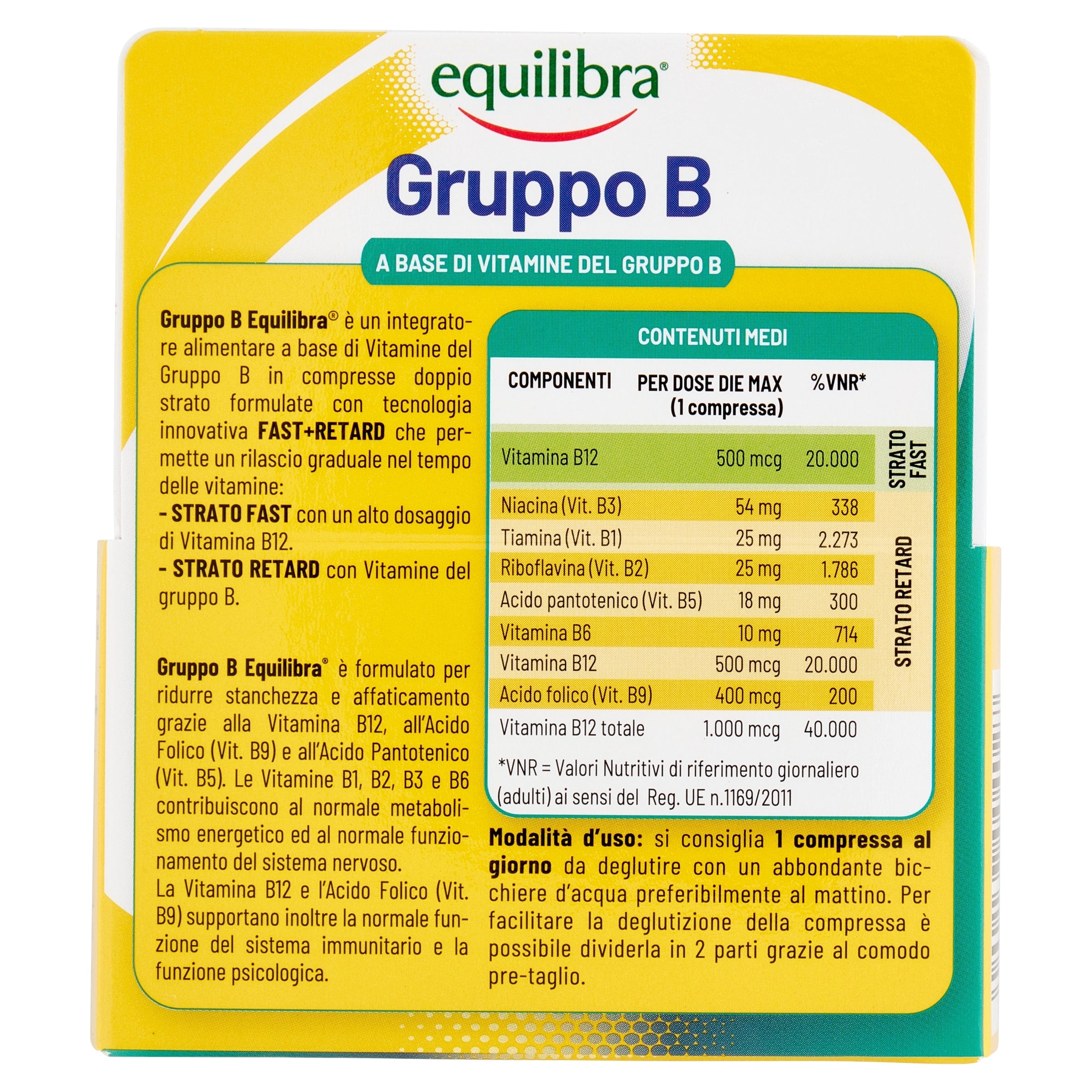 Equilibra Gruppo B Integratore a base di Vitamine 30 compresse doppio strato-4