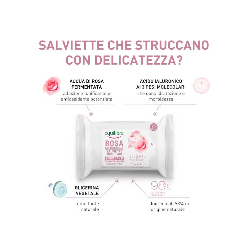 Equilibra Rosa Ialuronica 25 Salviette Micellari Struccanti-2