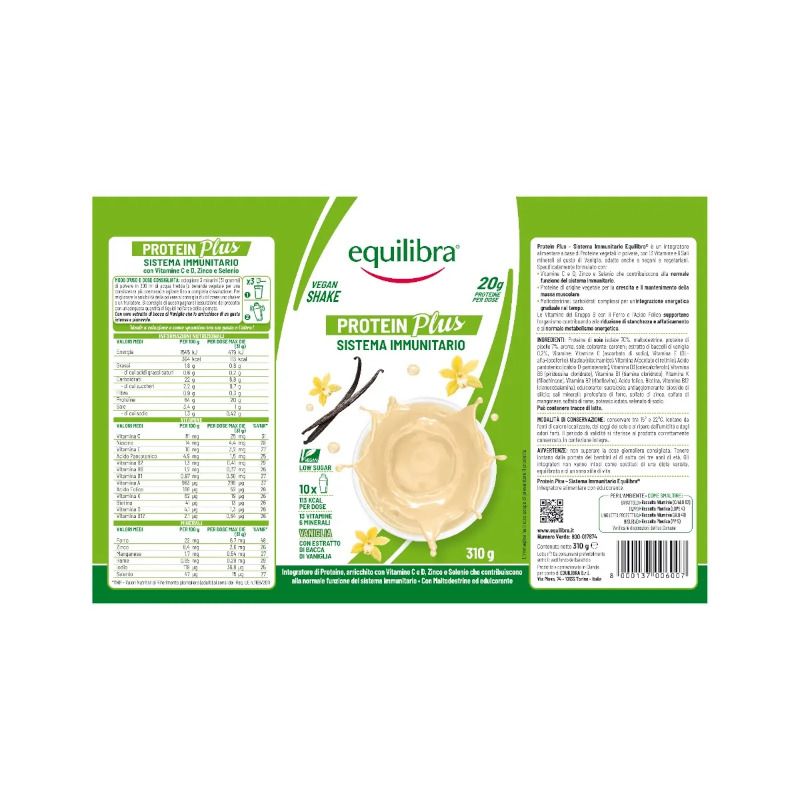 Equilibra Vegan Protein Shake Vaniglia 310g-2