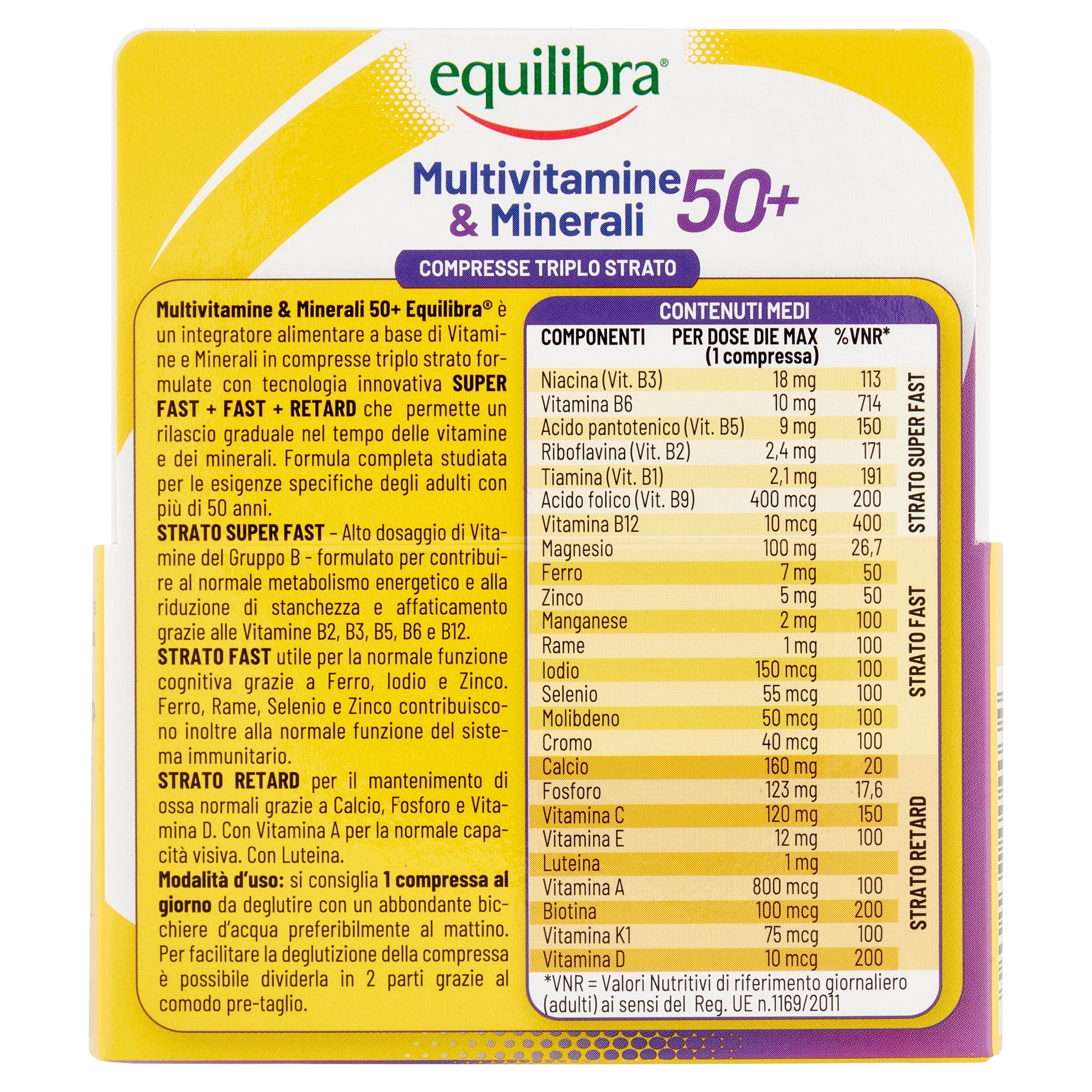 Equilibra Multivitamine e Minerali per adulti 50+ anni 30 compresse triplo strato-3