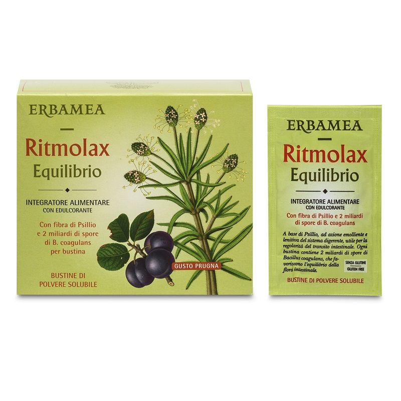Erbamea Ritmolax Equilibrio migliora la regolarità del transito intestinale 20 bustine gusto prugna-1