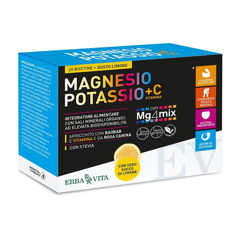 Erba Vita Magnesio e Potassio + vitamina C gusto limone 20 bustine-1