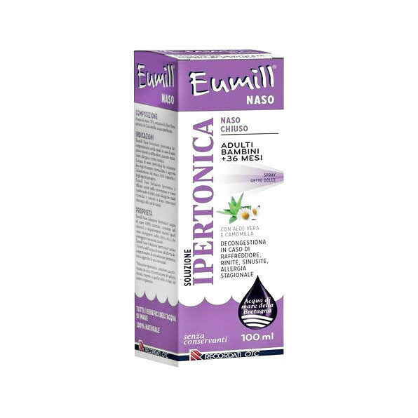Eumill Naso Soluzione Ipertonica Adulti e bambini +36mesi spray getto dolce 100ml-2