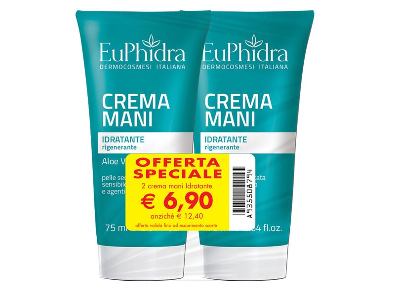 Euphidra Abbinata Crema Mani Idratante Bipack 75ml +75ml-1