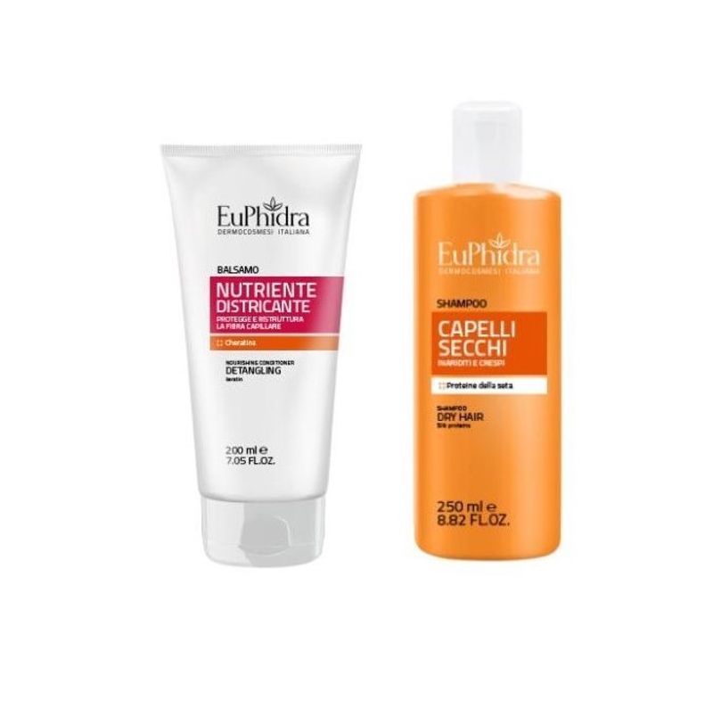 Euphidra Trattamento per capelli secchi shampoo 250ml+ balsamo nutriente districante 200ml-1