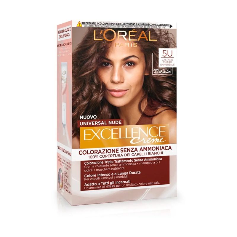 L'Oréal Paris Kit Excellence Universal Nude colorazione permanente 5U Castano Chiaro Universale-1