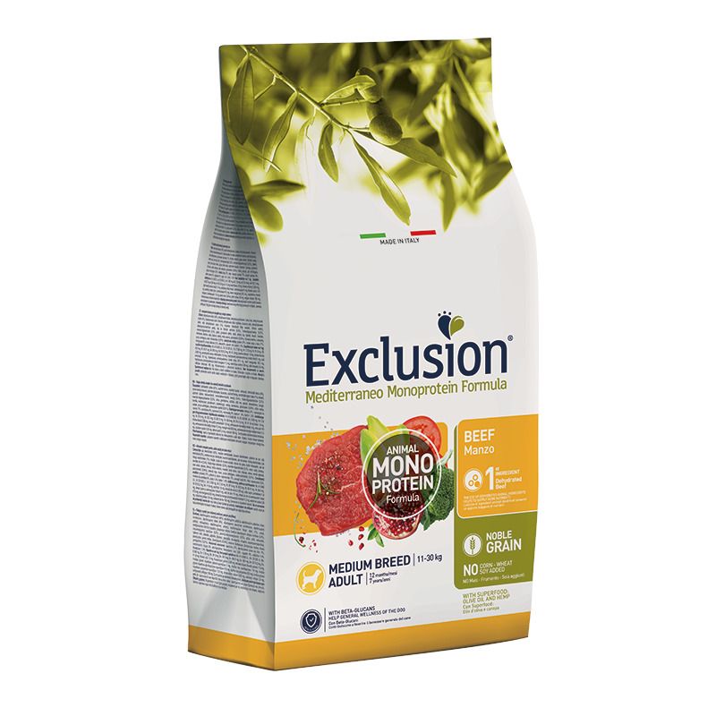 Exclusion Mediterraneo Monoprotein Formula Noble Grain Beef Crocchette Con Manzo Per Cani Adulti Tag-1