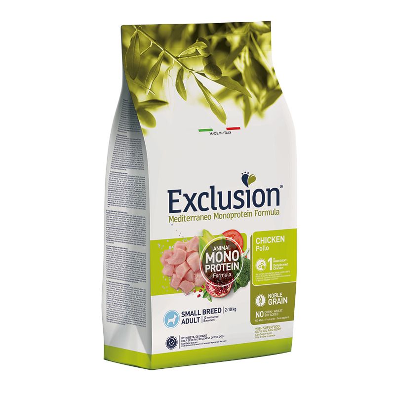 Exclusion Mediterraneo Monoprotein Noble Grain Crocchette Pollo Per Cani Adulti Taglia Piccola Sacco-1