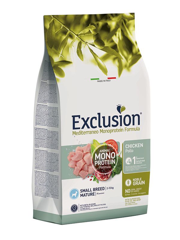 Exclusion Mediterraneo Monoprotein Noble Grain Crocchette Pollo Cani Maturi Taglia Piccola 500g-1