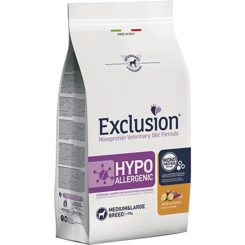 Exclusion Monoprotein Veterinary Diet Hypoallergenic Crocchette Anatra/Patate Cani Sacco 12kg-1