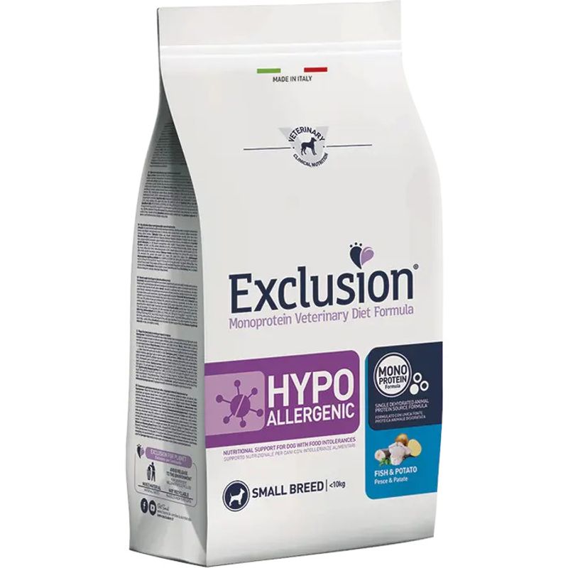 Exclusion Monoprotein Veterinary Diet Formula Hypoallergenic Crocchette Pesce/Patate Cani Sacco 2kg-1