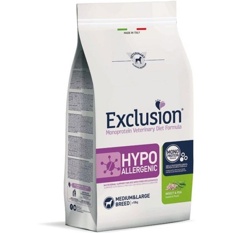 Exclusion Crocchette Cane Hypoallergenic Insetti E Piselli 12kg-1