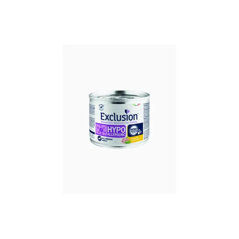 Exclusion Veterinary Diet Formula Hypoallergenic Per Cani Quaglia/Piselli Lattina 200g-1