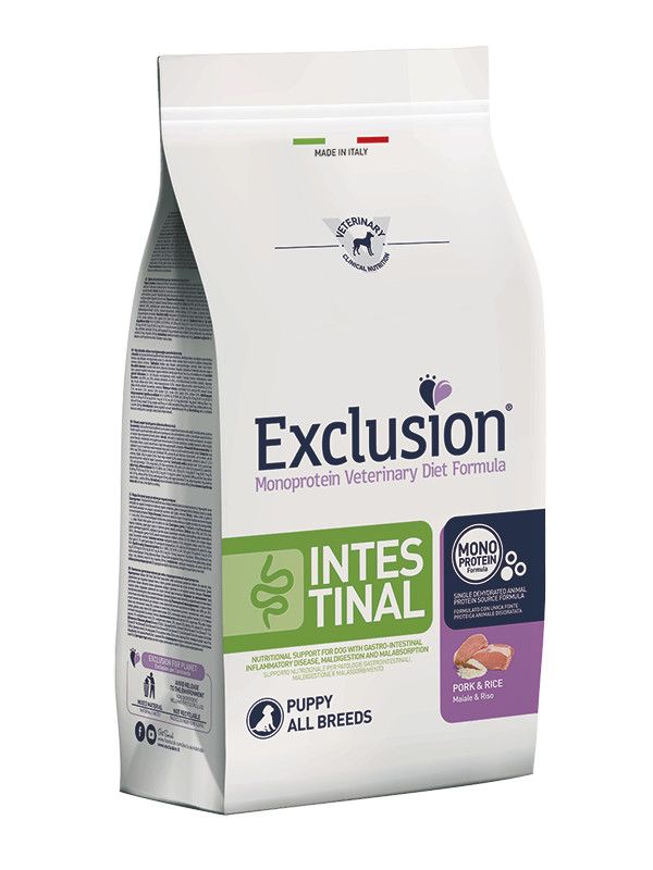 Exclusion Monoprotein Veterinary Diet Formula Intestinal Crocchette Suino/Riso Cuccioli Sacco 800g-1
