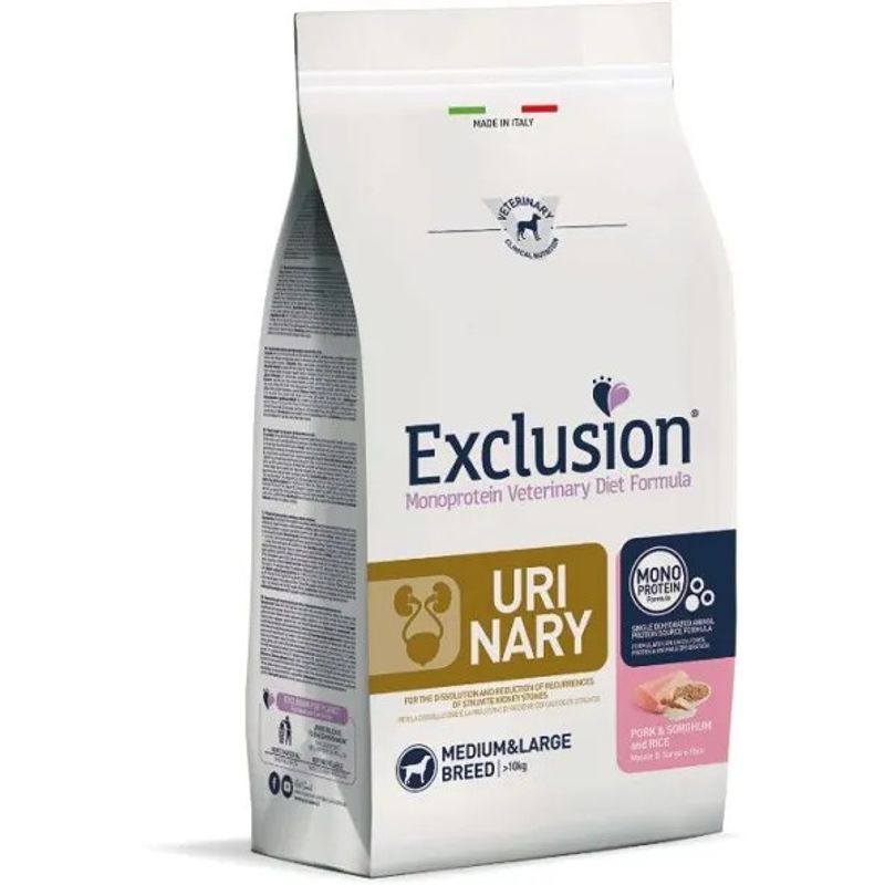 Exclusion Monoprotein Veterinary Diet Formula Urinary Crocchette Sorgo/Suino/Riso Cani Sacco 2kg-1