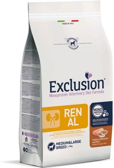 Exclusion Monoprotein Veterinary Diet Formula Renal Crocchette Sorgo/Suino/RisoPer Cani Taglia Media-1