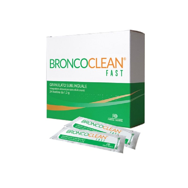 Farma-Derma Broncoclean Fast utile alla fluidità delle secrezioni bronchiali 24 bustine gusto fragol-1