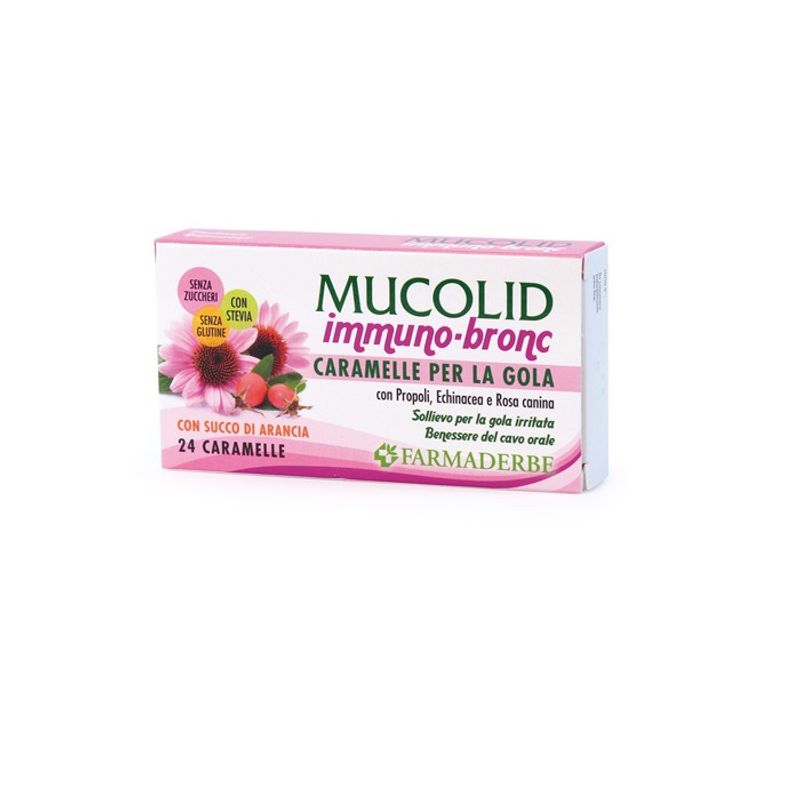 Farmaderbe Mucolid Immuno-Bronc 24 caramelle per la gola-1