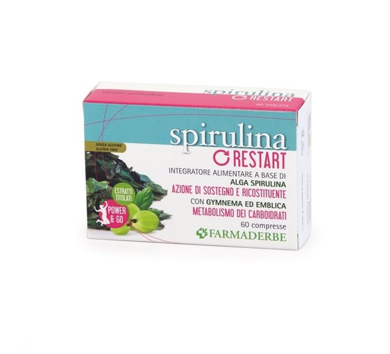 Farmaderbe Spirulina Restart azione di sostegno e ricostituente 60 compresse-1