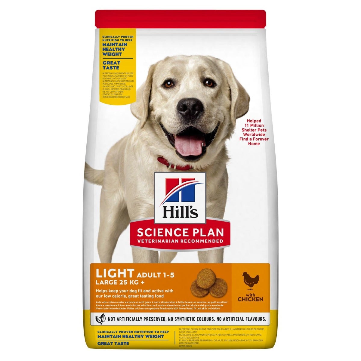 Hill's Science Plan Light Adult 1 - 6 Anni Crocchette Pollo Per Cani Taglia Grande Sacco 12kg-1
