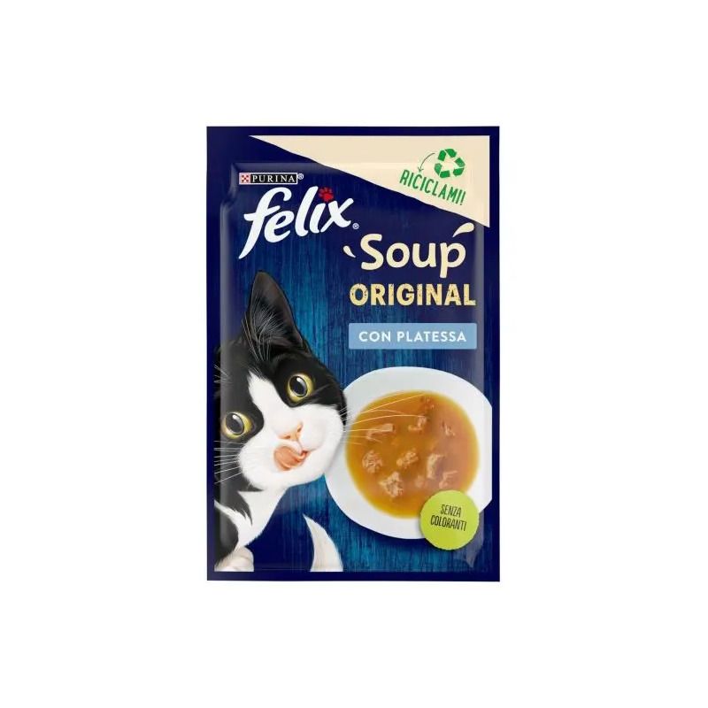 Purina Felix Soup Gusto Platessa Cibo Umido Gatti Adulti Busta 48g-1