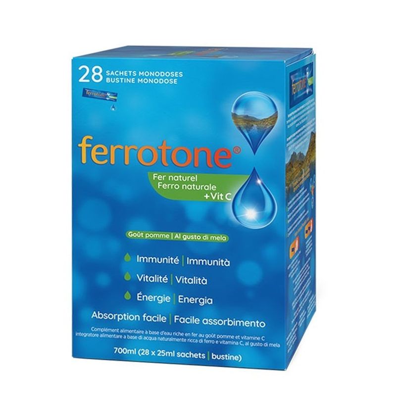 Ferrotone Apple ricco di ferro con concentrato di mela 28 bustine monodose-1