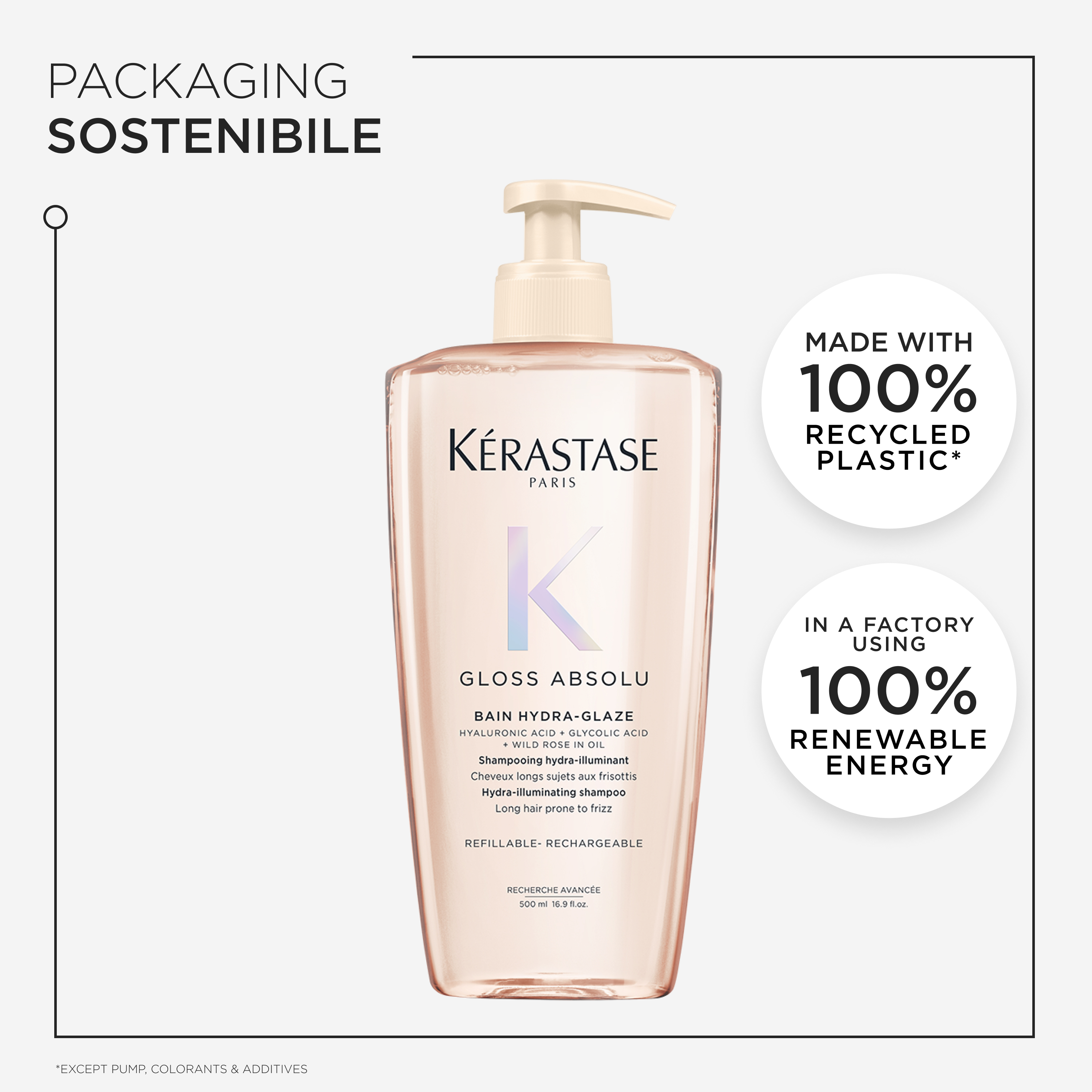 Kérastase Gloss Absolu Bain Ricaricabile Hydra-glaze per capelli tendenti al crespo 500ml