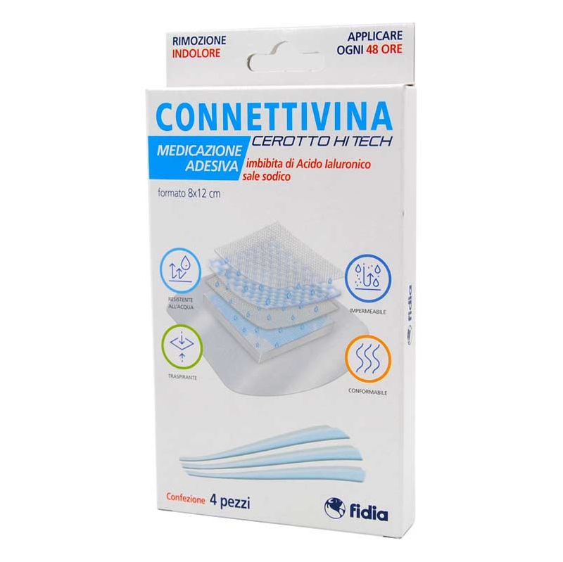 Connettivina Cerotto Hitech Medicazione Adesiva Con Acido Ialuronico 8x12cm 4pezzi-1
