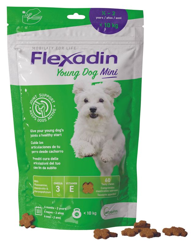 Flexadin Young Mangime Complementare Articolazioni Cani Giovani Taglia Mini 60 Tavolette-1